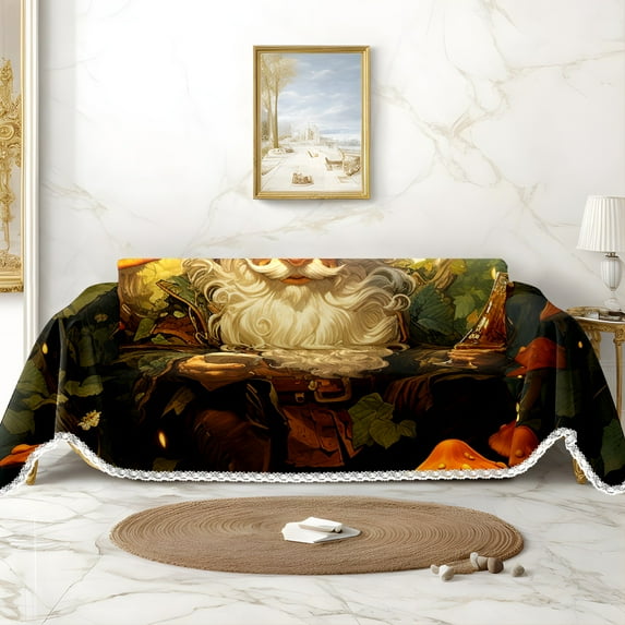 Throw Sofa Cover Soft Washable Decorative Couch Covers for 3 Cushion with Tassels Furniture Protector for Pets and Kids 91x134in