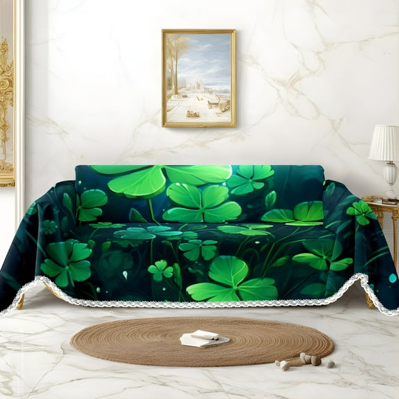 Throw Sofa Cover Soft Washable Decorative Couch Covers for 3 Cushion with Tassels Furniture Protector for Pets and Kids 91x134in