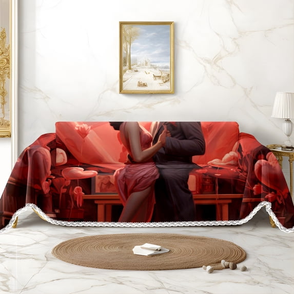Throw Sofa Cover Soft Washable Decorative Couch Covers for 3 Cushion with Tassels Furniture Protector for Pets and Kids 91x134in