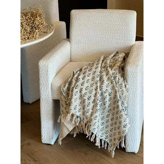 Throw blanket Bohemian Mud cloth bed cover with Tassels Hand Loomed Block print