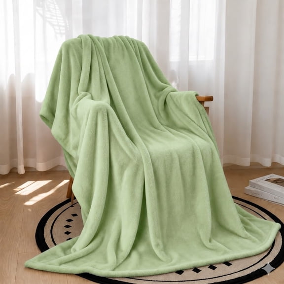Throw Blanket, 50x60in Soft & Warm Cream Blanket for Sleep Snap, Lightweight Reversible Bed Blankets and Cozy Throws for Bedroom Office Travel Camping & Home Decor, Sage