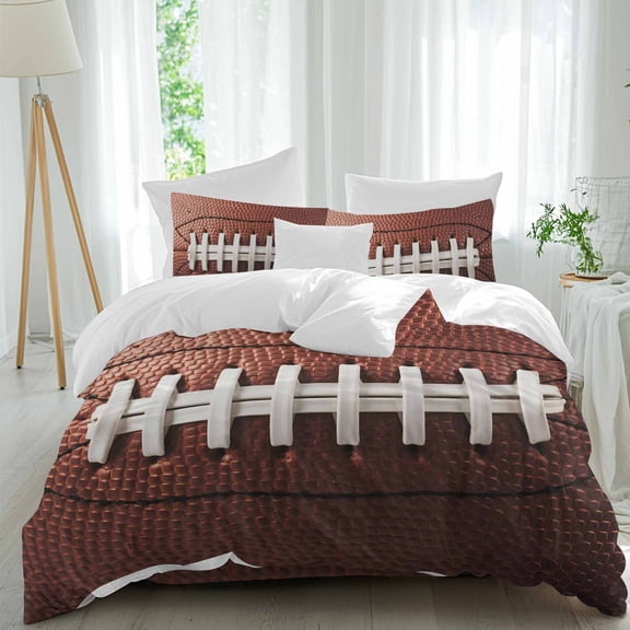 Throwback Football Queen Size Comforter Set, Vintage American Football Sports Rugby Bedding for All Seasons, 4 Pcs Bed Set, 1Quiltcover (90"x92") ,1Sheet(94"x116"), 2Pillowcases (30"x20")