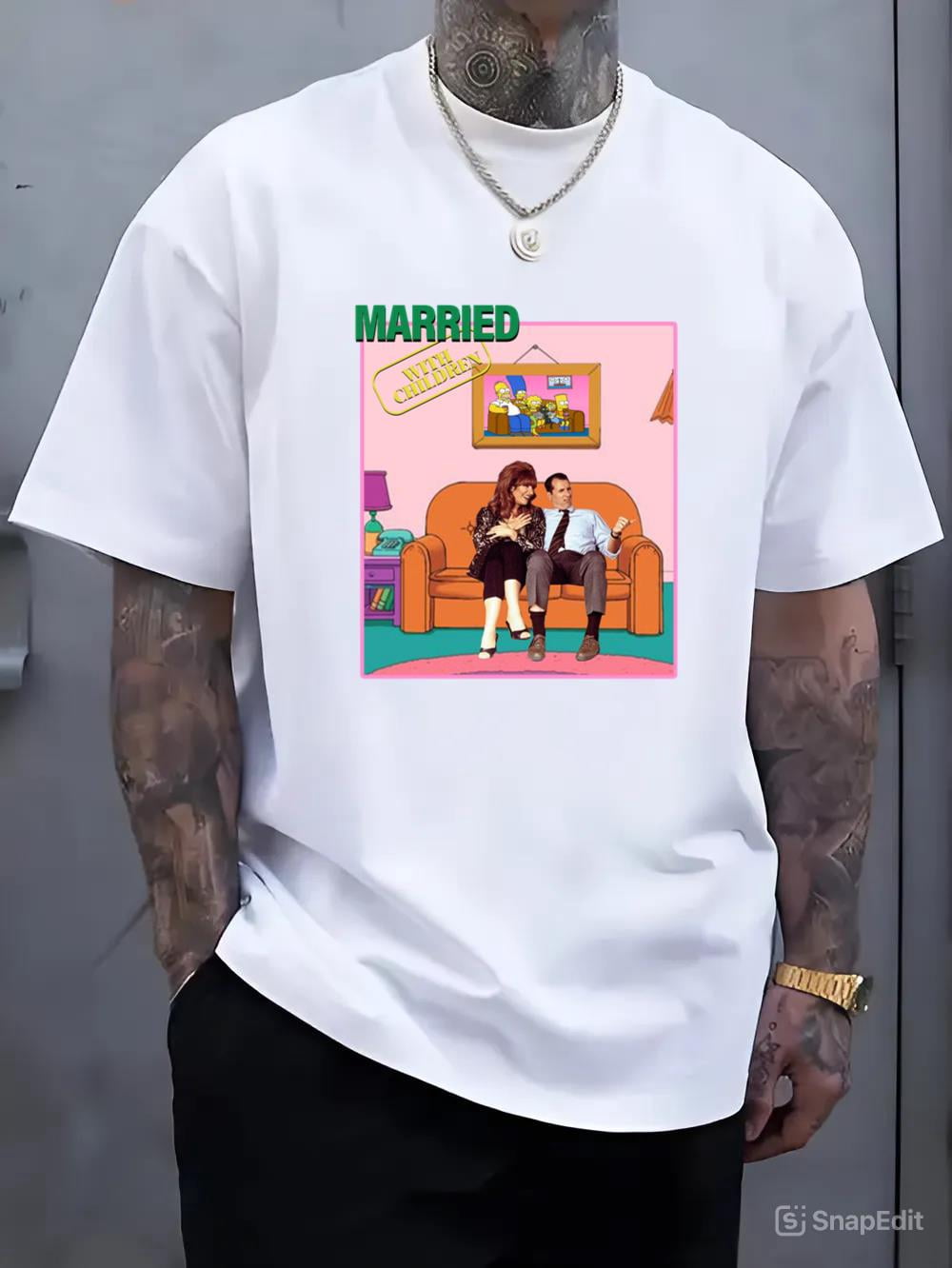 Married With Children Al Bundy Tv Show Title Print T-Shirt Black Retro Cute Clot