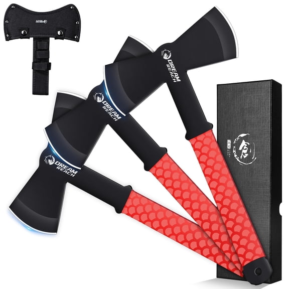 Throwing Axe Set - 6PCS Full Tang Throwing Hatchet with TPR Rubber Sleeve and Protective Sheaths for Recreation and Competition Game