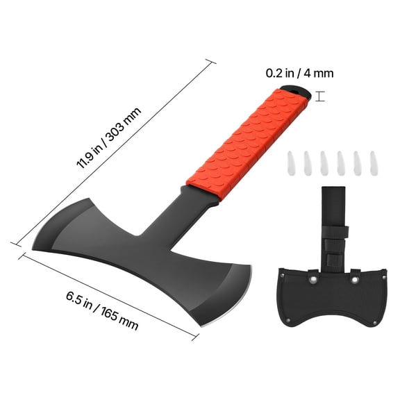 Throwing Axes and Tomahawks 3 Pack 11.9 Inch Double Bit Axe Throwing Hatchet Set Stainless Steel Head with Non-Slip TPR Rubber Handle Black Nylon Sheath for Recreation and Competition
