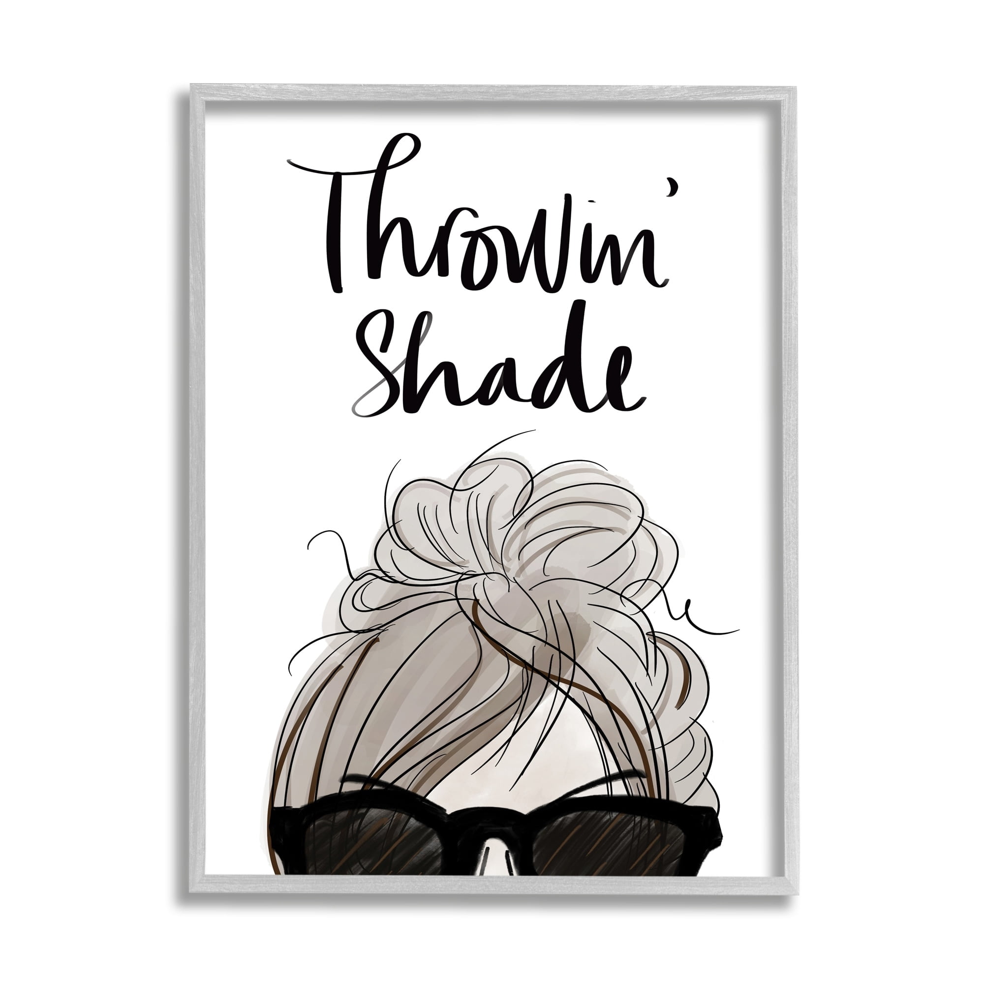 Stupell Industries Throwin' Shade Phrase Woman in Sunglasses,11 x 14,Designed by Anna Quach