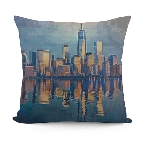 Throws Pillows New York City, Modern New York Skyline River Landscape Comfortable Throw Pillow Case Cushion Cover Decor for Couch Bed Home