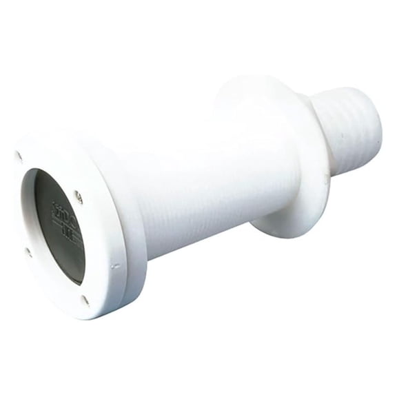Thru-Transom Scupper - 1 1/2" Drain Fitting - Boat Hull Scupper - Marine Deck Drain - UV Protected Plastic - White - For Above Waterline Use