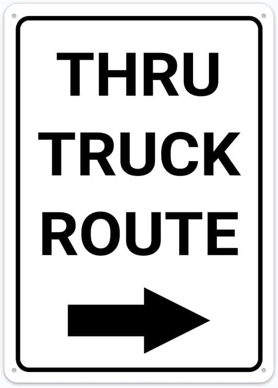 Thru Truck Route Right Arrow Sign Rustic Metal Tin Sign Home Outdoor ...