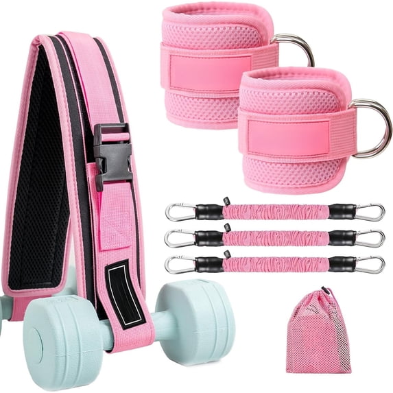 Thrust Belt for Weights and Ankle Resistance Bands With Cuffs for Working Out, Thrust Belt for Dumbbells Heavy, Kettlebells, Plates,, and Booty Builder, Glute Bridge Band
