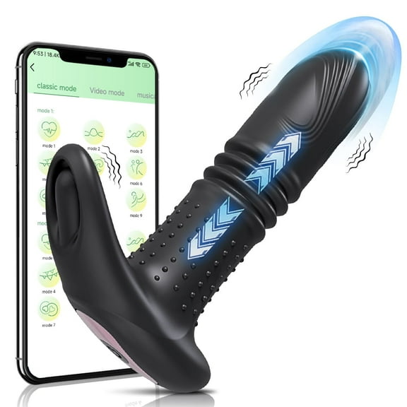 Thrusting Anal Vibrator, Prostate Massagers with 6 Speeds & 10 Vibration, Butt Plug Mens Vibrator with Remote Control, Anal Sex Toys for Man, Adult Sex Toys & Games