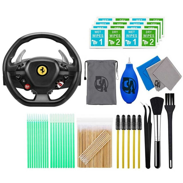 Thrustmaster - T80 Ferrari 488 GTB Edition Racing Wheel for PlayStation 5, 4 and Windows - Black With Cleaning Manual Kit Bolt Axtion Bundle Used