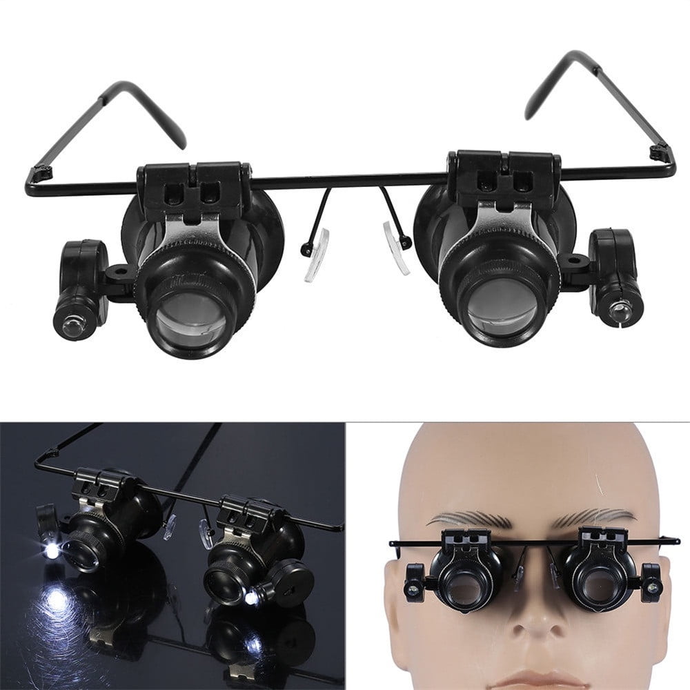 Dual Lens 20X MAGNIFYING Eye GLASSES W/ Led Lights 20 Power 20x