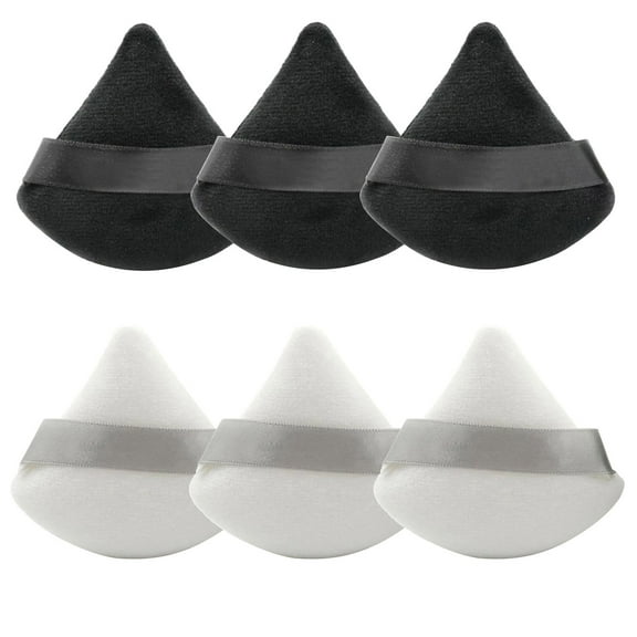 6 Pack Pure Cotton Powder Puff, Face Triangle Sponge Soft Makeup Puffs Reusable Washable Face Powder Sponges Puff Cosmetic Foundation Sponge With Strap, Gifts for Lovers