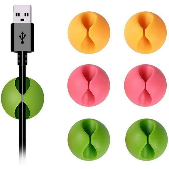 Thsue 6pc Cable Drop Clip Desk Tidy Organiser Wire Cord Lead USB Charger Holder Fixer