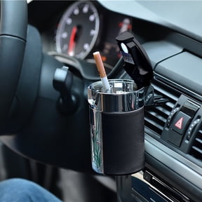 Thsue Car Ashtray Carbon Fiber Car Ashtray With Solar Led Light Portable And Practical Easy To Install Car Ashtray
