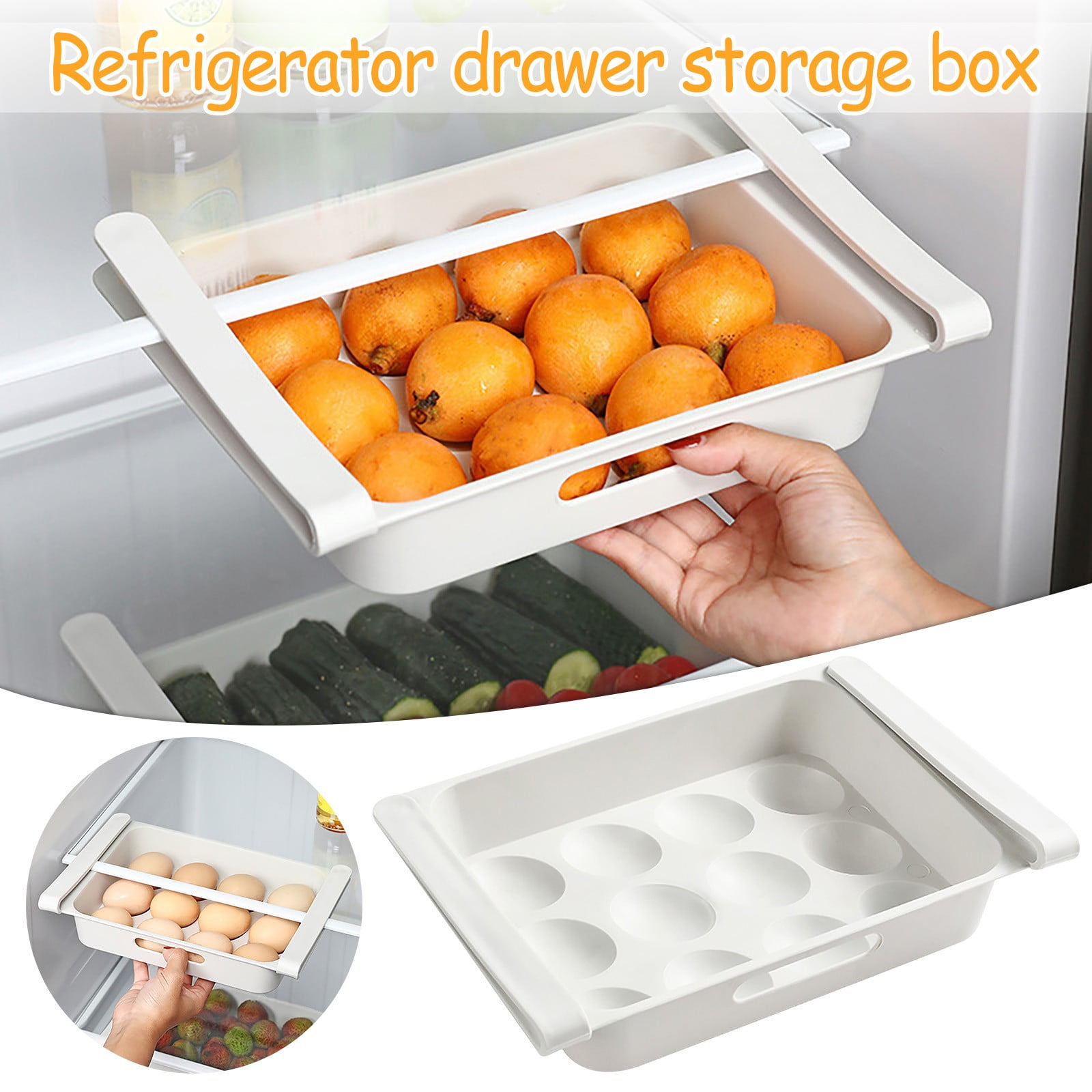 1pcs Anti-collision Home Refrigerator Fresh-keeping Egg Storage Box Kitchen  Snap-on Lid With Stackable 18-grid Egg Box In Random Colors
