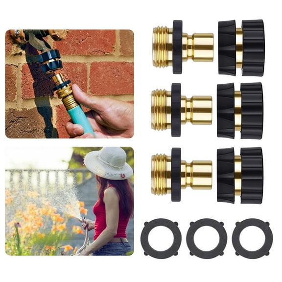 Thsue Garden Water Hose Tap Fitting Quick Connector Male--Female Set Adapter 3/4 Inch
