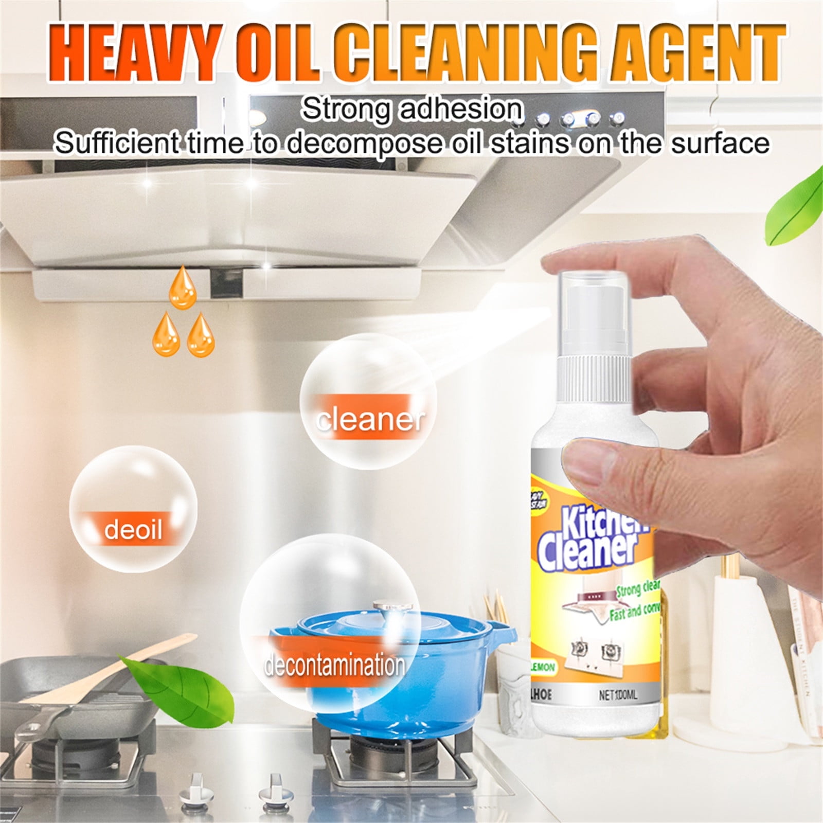 30ml Foam Cleaner Multi-Purpose Oil Stain Remover Powerful Deep Cleaning  Spray for Cooktop/Hood/Extractor Fan/Wall/Pot Cleaning