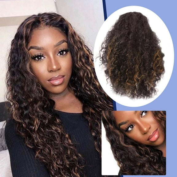 Thsue Transparent Lace Front Wigs for Black Women,26in Brazilian Water Wave Lace Frontal Wigs, Lace Front Wigs Deep wave Wig Human Hair Wigs , Lace Closure Wig Deep Curly Pre Plucked