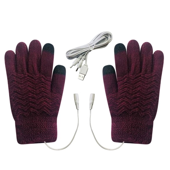 Thsue USB Heated Gloves Electric Heated Mittens Women Winter Warm Double-sided Heating Full Hands USB Rechargeable Gloves