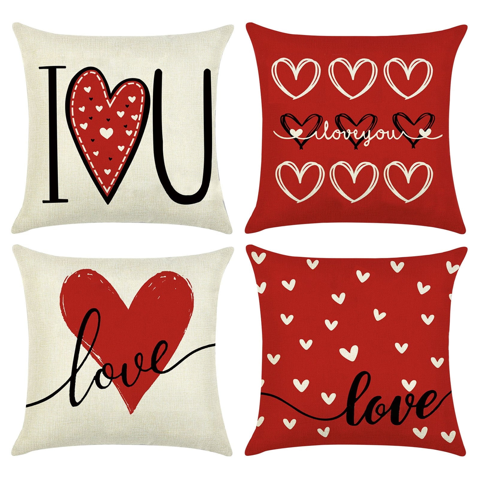 Thsue Valentines Day Pillow Covers 16x16 Set Of 4 Love Heart Valentines