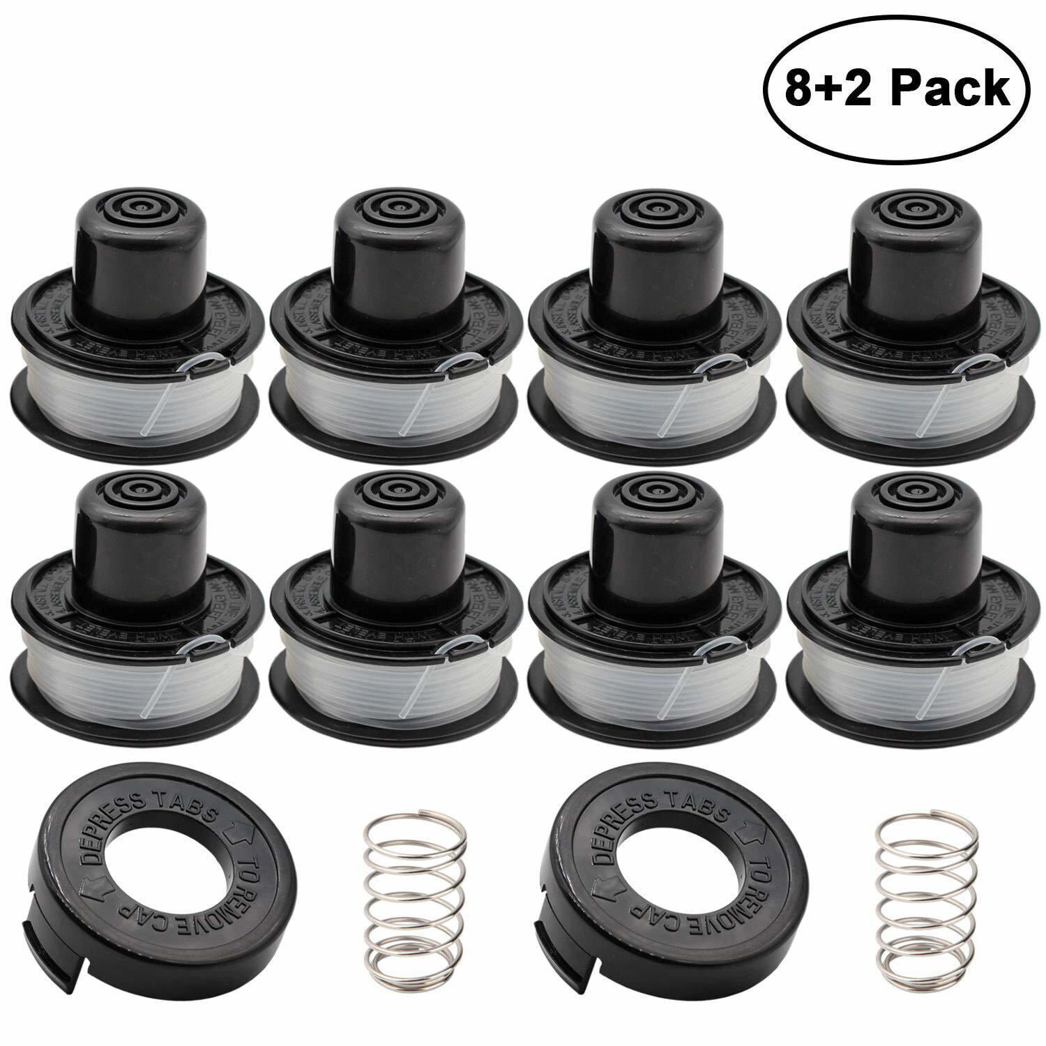 Thten RS-136 Trimmer Spool Line Compatible with Black Decker 20ft 0.065  RS-136-BKP CST800 GE600 ST1000 ST200 ST300 ST3000 （8spool+2cap+2Spring） 