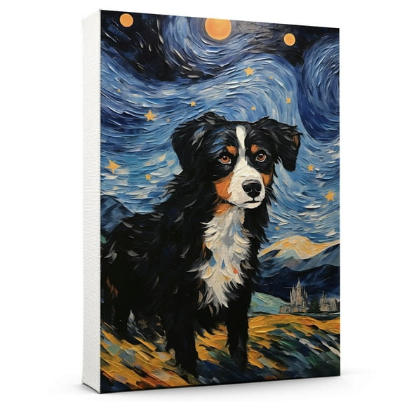 Thuan Appenzeller Sennenhund Dog Art Van Gogh-Inspired - Contemporary Abstract Modern Dog Wall Decor - Dog Painting Canvas Canvas Print 11x17 inches Unframed