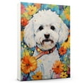 thumbnail image 1 of Thuan Bichon Frise Dog Flower Art Print Canvas, Wall art Painting Decor, Puppy Pop Art Home Decor Artwork For Bedroom Living Room Bathroom Decor, Puppies Colorful Photo, 1 of 6