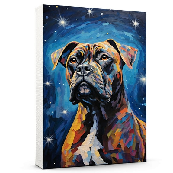Thuan Boxer Dog Art Van Gogh-Inspired - Contemporary Abstract Modern Dog Wall Decor - Dog Painting Canvas Canvas Print 11x17 inches Unframed