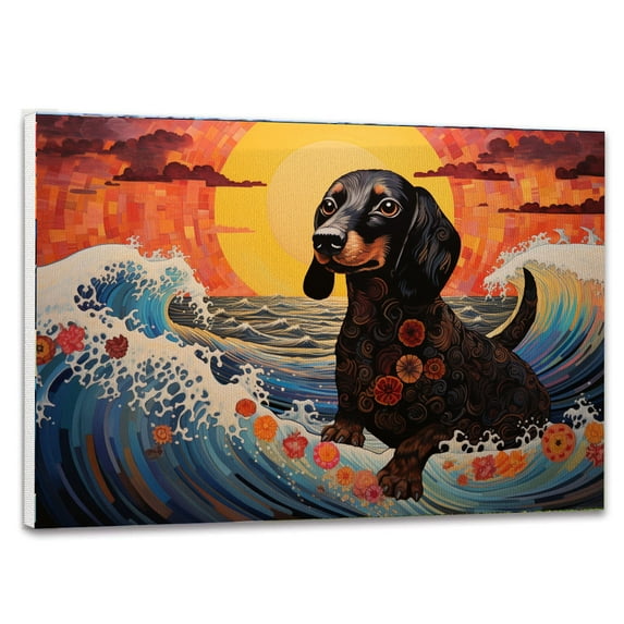 Thuan Dachshund Dog Art Print Canvas, Dog Canvas Wall Art Painting Decor, Dog Pop Art Home Decor Artwork For Bedroom Living Room Bathroom decor