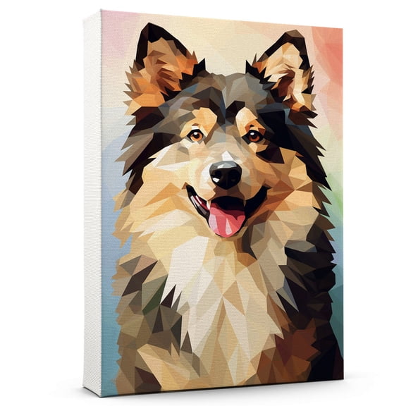 Thuan Finnish Lapphund Art Funny Dog Canvas Wall Art Watercolor Animal Cute Puppy Painting Canvas Prints for Farmhouse Kitchen Bedroom Bathroom Decor Framed and Ready to Hang