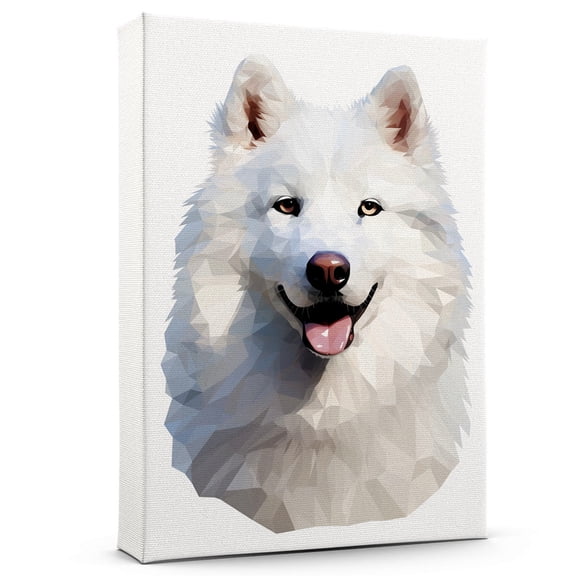 Thuan Samoyed Art Funny Dog Canvas Wall Art Watercolor Animal Cute Puppy Painting Canvas Prints for Farmhouse Kitchen Bedroom Bathroom Decor Framed and Ready to Hang