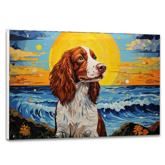 Thuan Welsh Springer Spaniel Dog Art Print Canvas, Dog Canvas Wall Art Painting Decor, Dog Pop Art Home Decor Artwork For Bedroom Living Room Bathroom decor