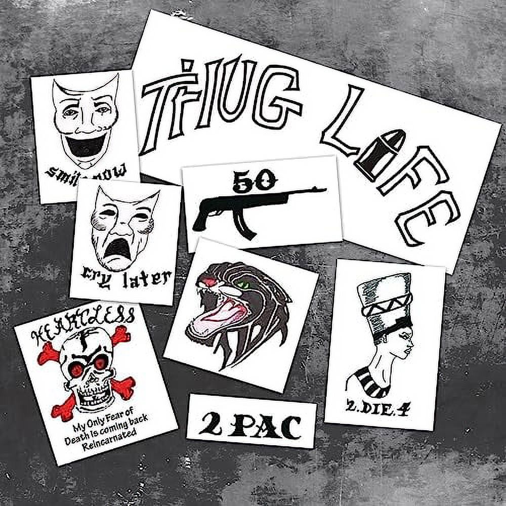 Thug Life Celebrity Rapper Temporary Tattoos Skin Safe MADE IN