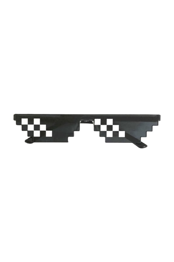 Thug Life Pixel Mosaic Sunglasses  Funny 8-Bit Retro Style Glasses for Parties, Bachelor Party, Photo Booth  Black Frame with White Pixel Pattern  1 Piece