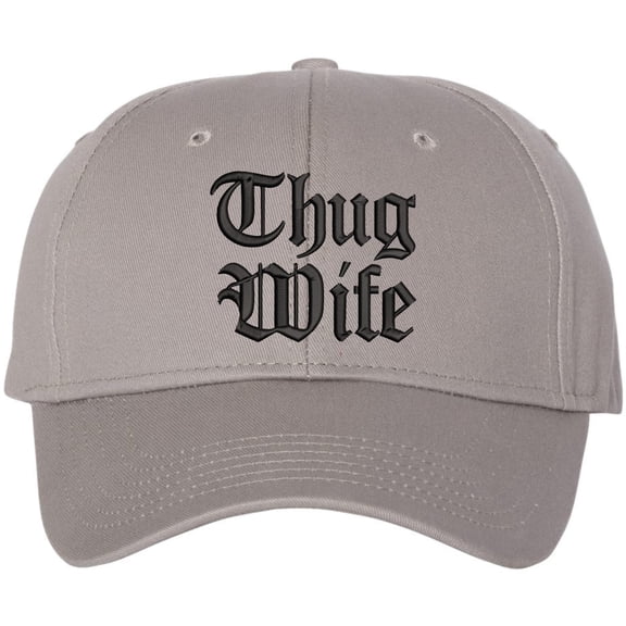 Thug Wife Embroidered Dad Hat Hip Hop Streetwear Gangsta Cap (Grey)