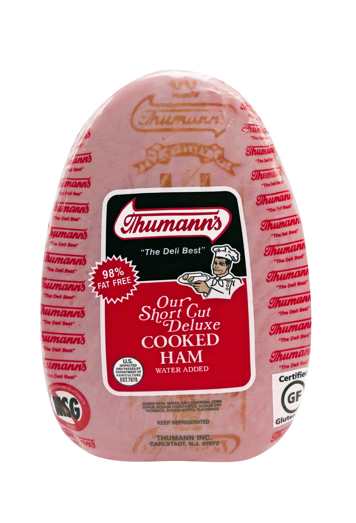 Thumann's Cooked Ham (Pork), DeliSliced, Plastic Bag, 2 oz. (56g), and