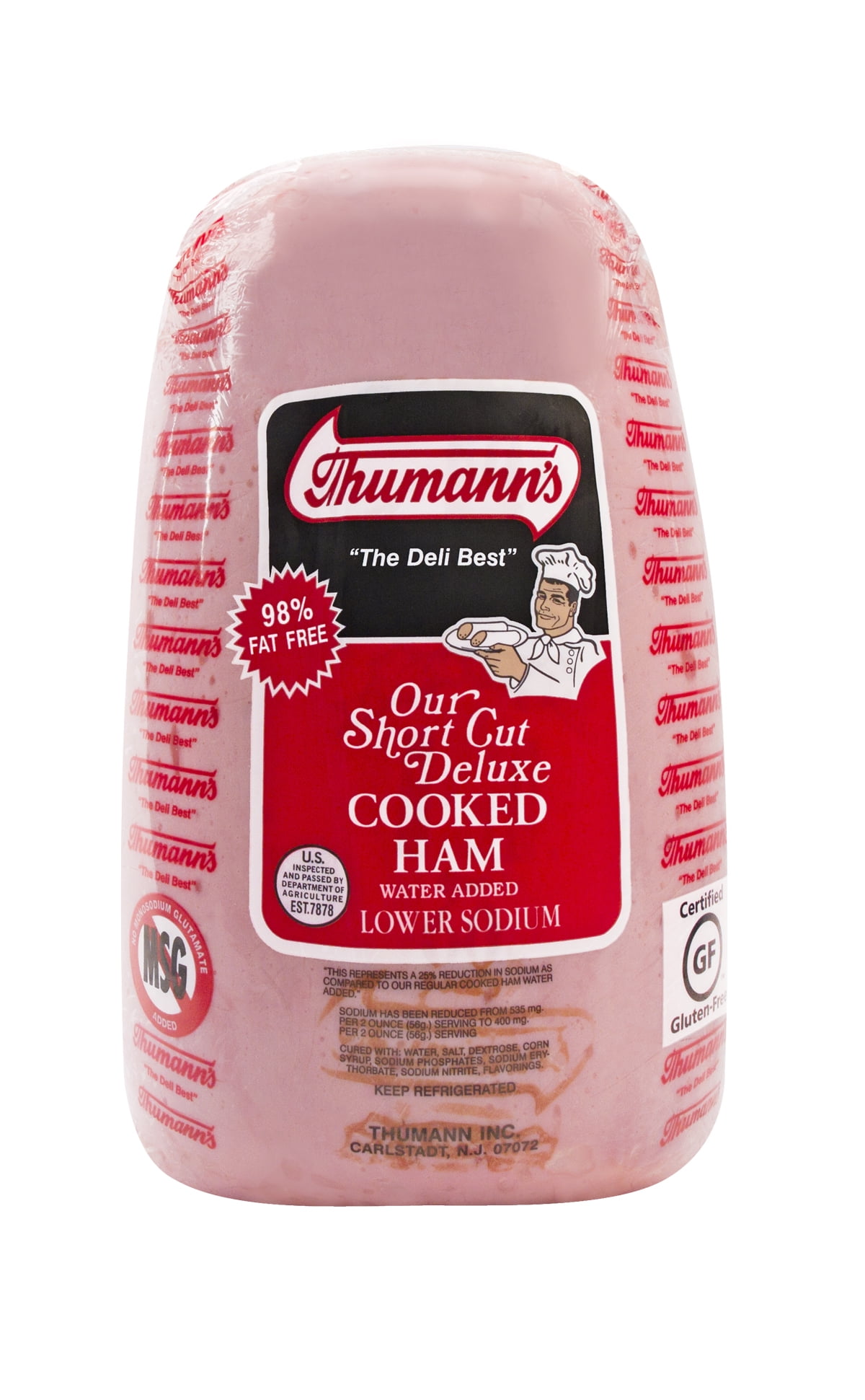 Thumann's Lower Sodium Cooked Ham (Pork), DeliSliced, Plastic Bag, 2