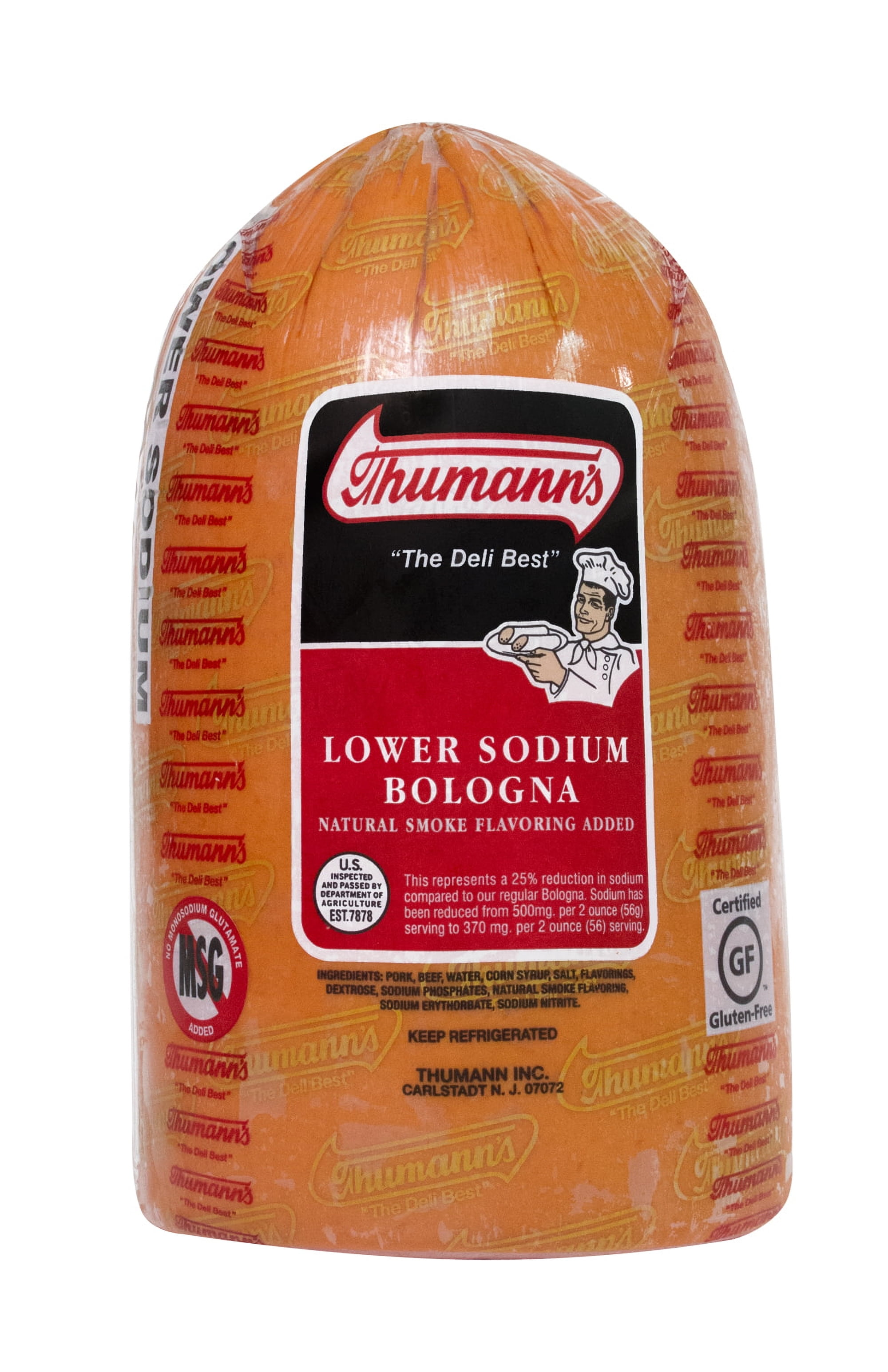 Thumann's Lower Sodium Pork & Beef Bologna, DeliSliced, Plastic