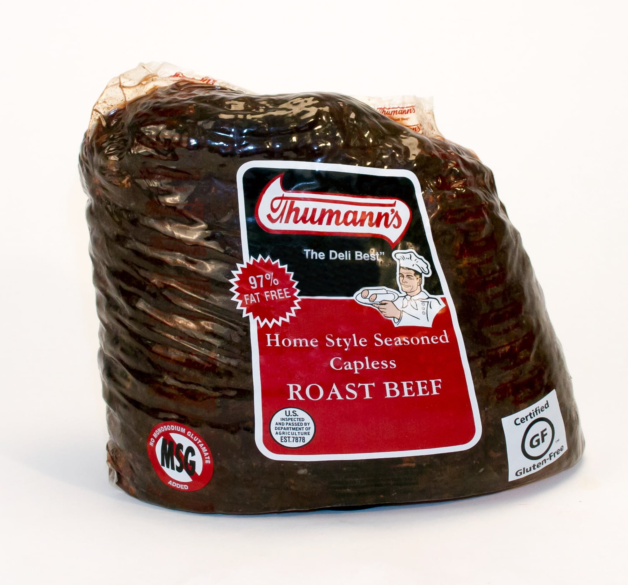 Thumann's Top Round Roast Beef (Pork), Deli Sliced, Plastic Bag, 2 oz. (56g), and 14g