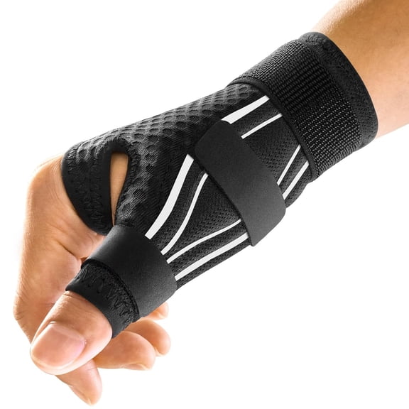 Thumb Brace Support Right Hand or Left Hand for Arthritis Pain and Support, Thumb Spica Splint for Trigger Thumb, Thumb Stabilizer for Tendonitis, Sprain Fits Palm 7.5''-8.5'' S/M White