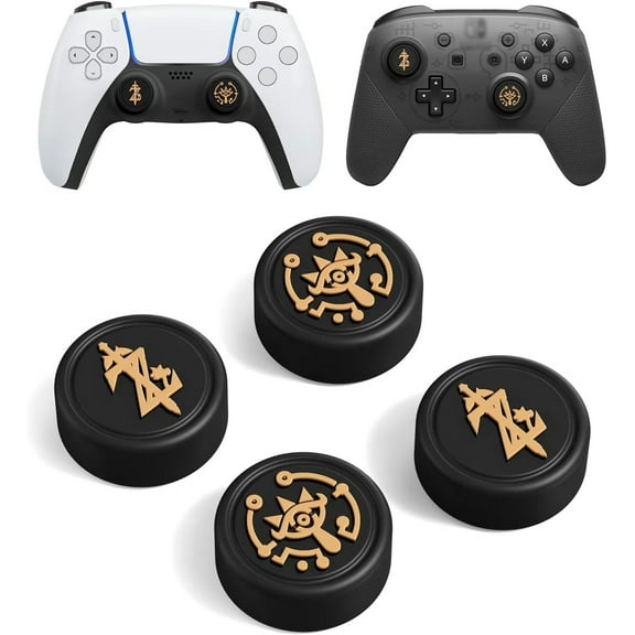 4PCS Thumb Grip Caps for Switch Pro/PS5/PS4 Controllers - Silicone Joystick Covers to Prevent Wear Compatible with Xbox Series X/S Gamepad-Black