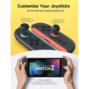 Thumb Grip Caps for Nintendo Switch 2, Anti Slip Ergonomic Joy Con Stick Covers, Black, 3 Pairs 6 Pcs