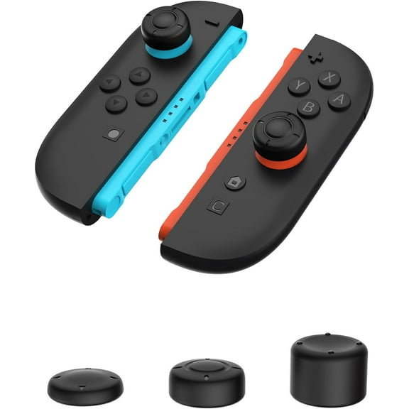 Thumb Grips Caps Design for Switch 2 Console, Soft Silicone Joycon Analog Controller Protective Anti-Slip Covers 6PCS Button Height Joy Con Joystick Caps - Black