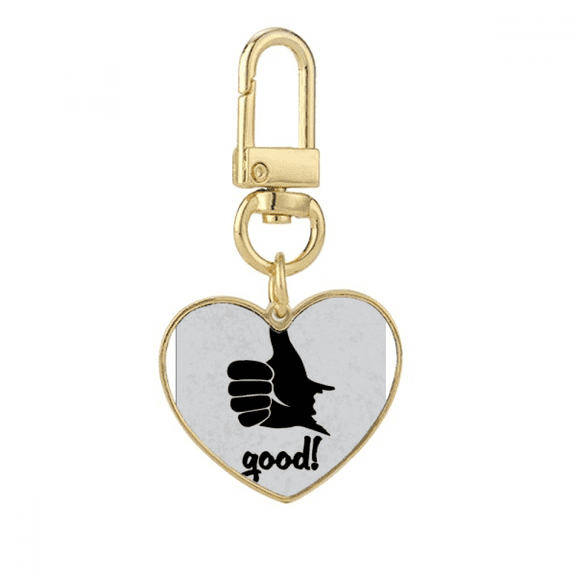 Thumb Outline Personalized Gesture Gold Heart Keychain Metal Keyring Holder