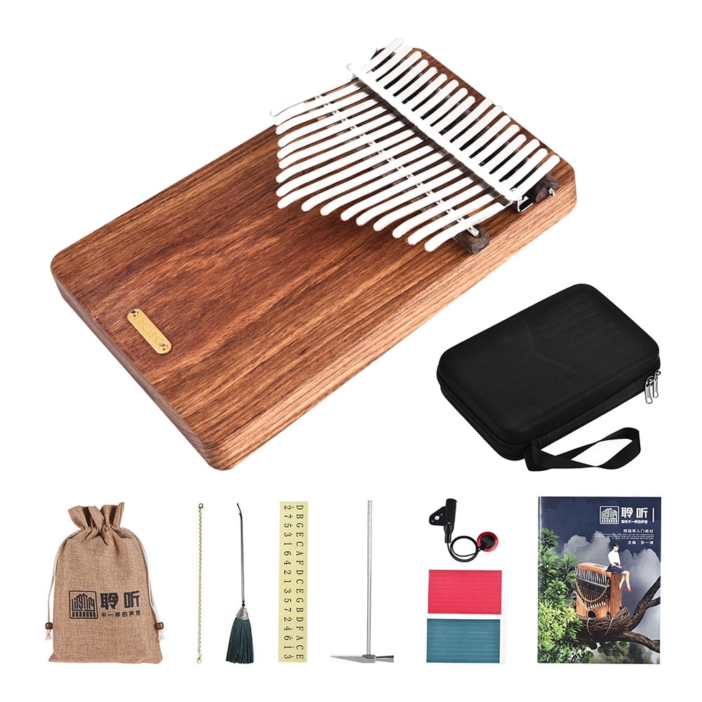 Thumb Piano,Sanza Wood 17 Key Wood Material Thumb Piano And Stickers Book Stickers Ideal And Portable Thumb Hammer Pickup Chain Decoration 17-key Portable Stickers Hammer Carry K17p -