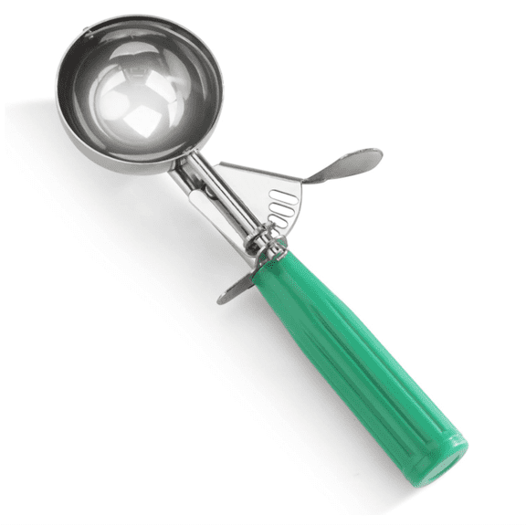 Thumb Press Food Disher/Ice Cream Scoop, Stainless Steel, 3.25 oz, Green