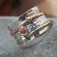 thumbnail image 1 of Thumb Ring - Meditation Ring -Spinner Ring -Anxiety Ring - Handmade Ring - Red Coral Ring - Two Band Ring - Silver Ring - Silver Jewelry, 1 of 5