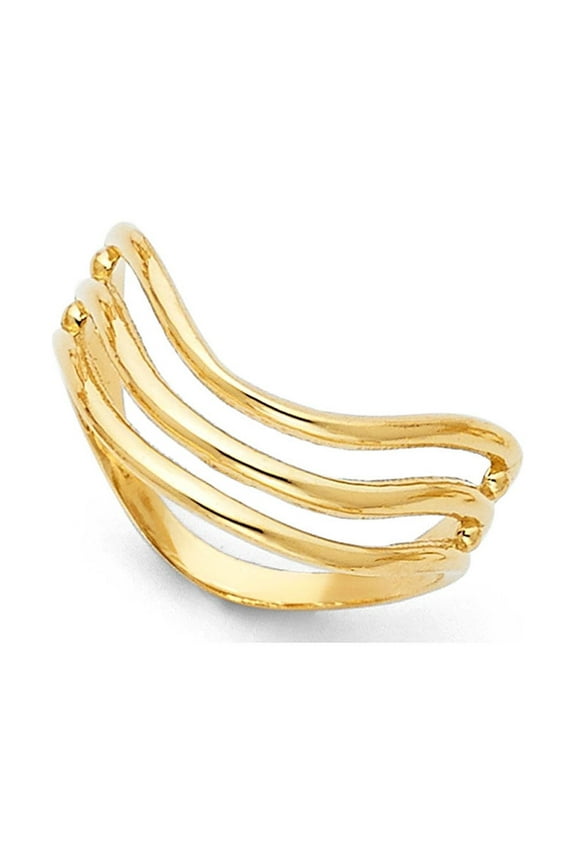 Thumb Ring Solid 14k Yellow Gold Three Band Curve Style Polished Finish Genuine 6MM Size 7.5